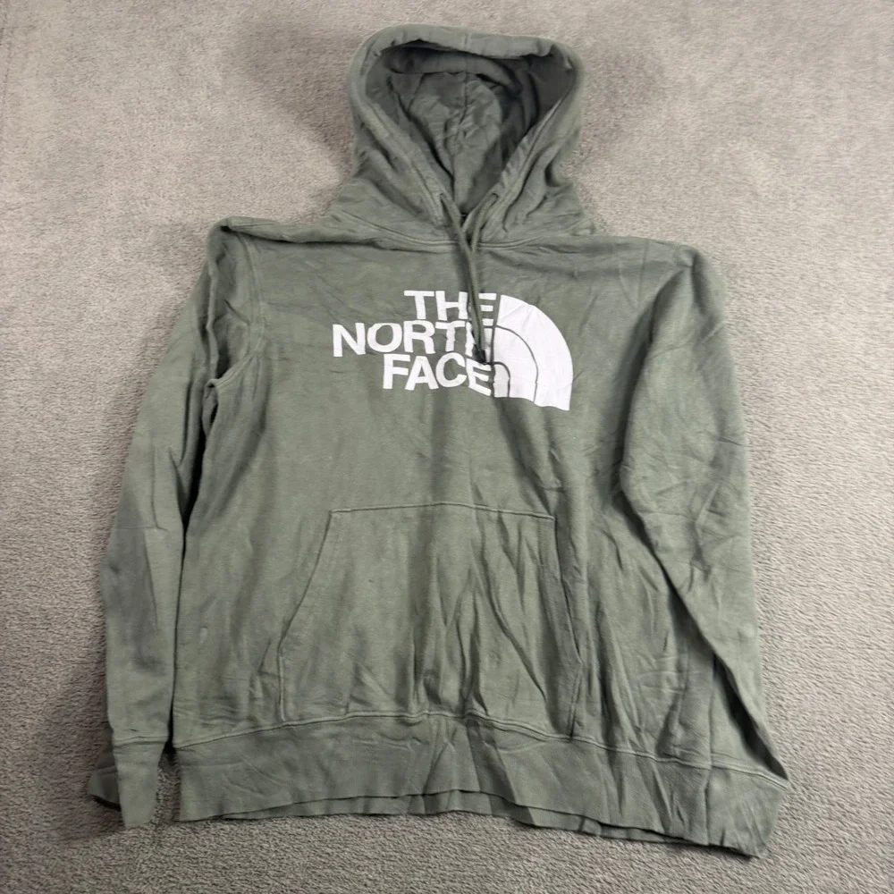 The North Face Mens Large Sage Green Logo Pullover Hoodie Sweatshirt NF0A3FR1